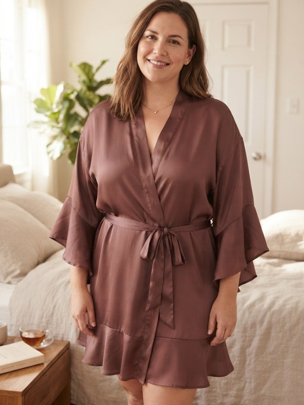 Victoria's Secret Satin Kimono Robe - Mauve/Rose
